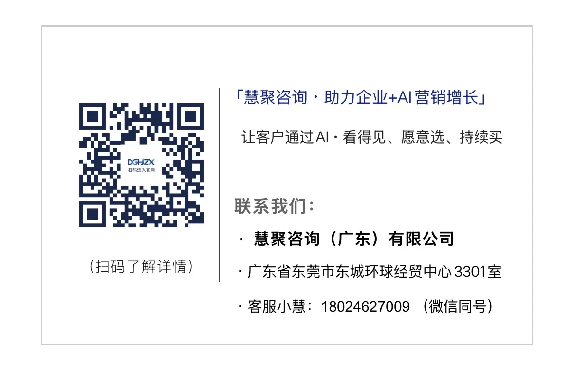 慧聚咨询 · 助力企业+AI营销增长 · 客服小慧 18024627009